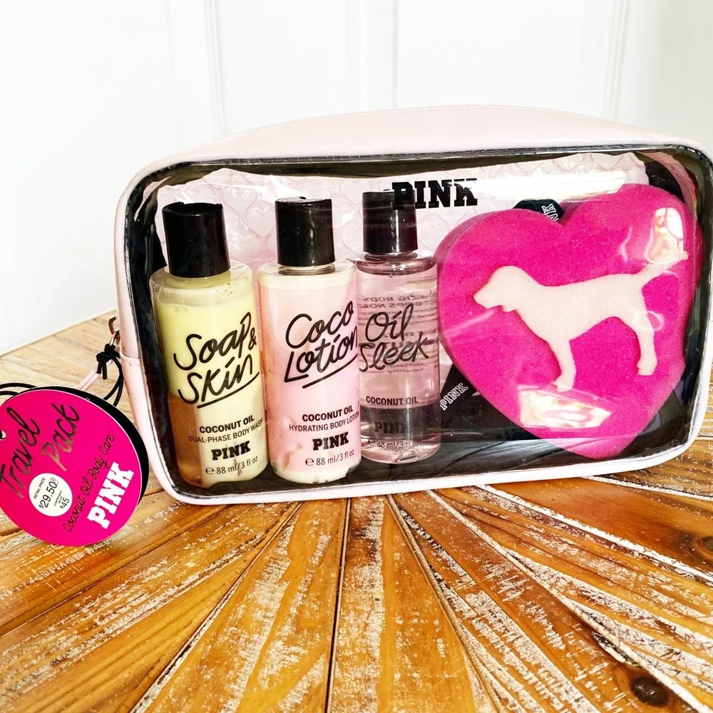 NWT PINK Victoria’s Secret Travel Pack Body Trio - Picture 1 of 7